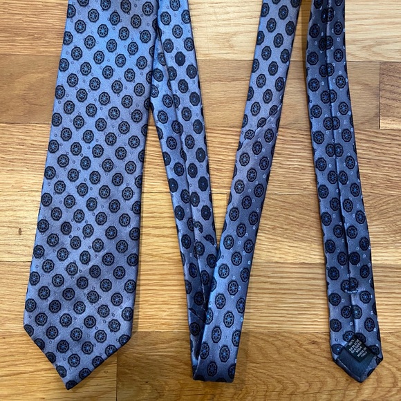 Ermenegildo Zegna Men’s Tie Gray Blue Geometric - Picture 4 of 6